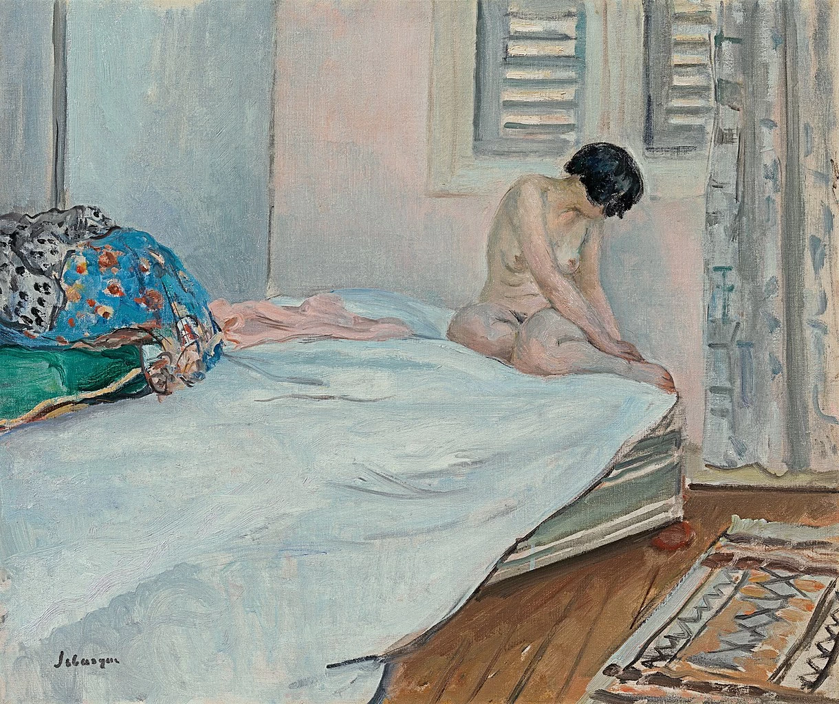 NUdo seduto ai piedi del letto - Richard Green Fine Paintings, Londra